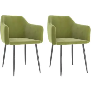 vidaXL Vidaxl Chaises De Salle À Manger 2 Pcs Vert Clair Velours pas cher