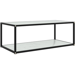 vidaXL Table basse Blanc 100x50x35 cm Verre trempé pas cher