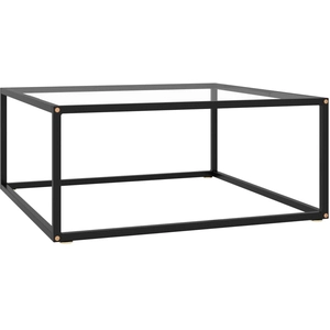 vidaXL Table basse Noir avec verre trempé 80x80x35 cm pas cher
