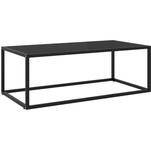 vidaXL Table basse Noir avec verre noir 100x50x35 cm pas cher