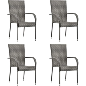 Vidaxl - Chaises empilables d'extérieur 4 pcs Gris Résine tressée Gris pas cher