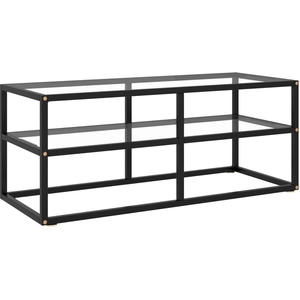 vidaXL Meuble TV avec verre trempé Noir 100x40x40 cm pas cher
