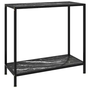 vidaXL Table console Noir 80x35x75 cm Verre trempé pas cher