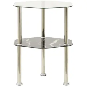 vidaXL Table 2 niveaux Transparent et noir 38x38x50 cm Verre trempé pas cher