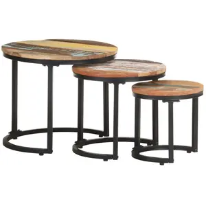 vidaXL Tables d'appoint 3 pcs Bois de récupération massif pas cher