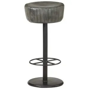 vidaXL Tabouret de bar Gris Cuir véritable pas cher