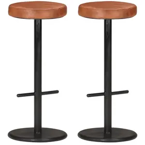 vidaXL Tabourets de bar lot de 2 marron cuir véritable