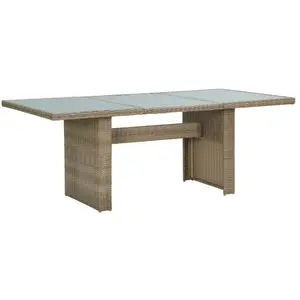 vidaXL - Tuintafel - 200x100x74 - cm - glas - en - poly - rattan - bruin pas cher