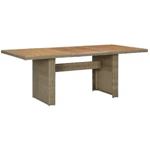 vidaXL Table à manger de jardin Marron 200x100x74 cm Résine tressée