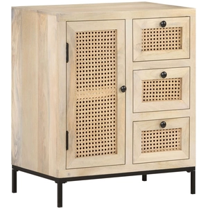vidaXL Buffet 60x35x70 cm Bois de manguier massif et canne naturelle pas cher