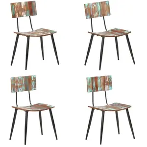 vidaXL Chaises à manger lot de 4 bois de récupération solide pas cher