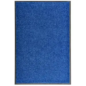 vidaXL Paillasson lavable Bleu 60x90 cm pas cher