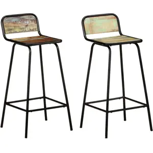 vidaXL Chaises de bar lot de 2 bois de récupération solide pas cher