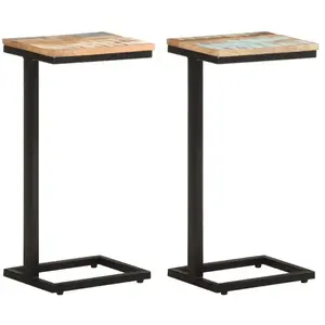 vidaXL Tables d'appoint 2 pcs 31,5x24,5x64,5 cm Bois de récupération pas cher