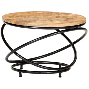 vidaXL Table basse Noir 60x60x40 cm Bois massif de manguier brut pas cher