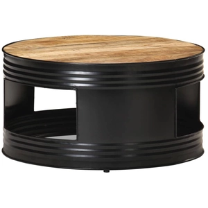 vidaXL Table basse Noir 68x68x36 cm Bois massif de manguier brut