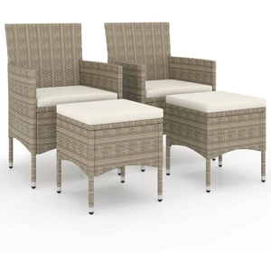 vidaXL Jeu de chaise et tabouret de jardin 4 pcs Résine tressée Beige pas cher