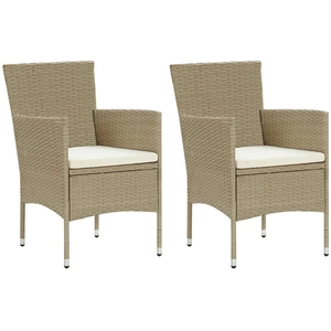 vidaXL Vidaxl Chaises Manger De Jardin Lot De 2 Résine Tressée Beige pas cher