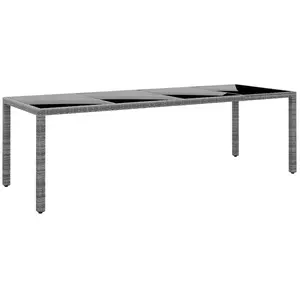vidaXL Table de jardin 250x100x75 cm Verre trempé et Résine tressée pas cher