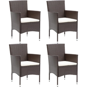 vidaXL Vidaxl Chaises À Manger De Jardin Lot De 4 Résine Tressée Marron pas cher