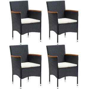 vidaXL Vidaxl Chaises À Manger De Jardin Lot De 4 Résine Tressée Noir pas cher