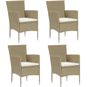 vidaXL Chaises de salle à manger de jardin 4 pcs Résine tressée Beige pas cher