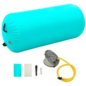 vidaXL Rouleau gonflable de gymnastique avec pompe 120x90 cm PVC Vert pas cher