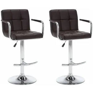 vidaXL Tabourets de bar lot de 2 marron similicuir pas cher