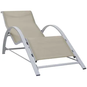 vidaXL Chaise longue textilène et aluminium crème pas cher