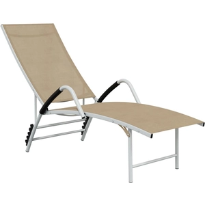 vidaXL Chaise longue Textilène et aluminium Crème pas cher