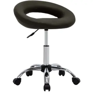 vidaXL Chaise de travail roulante Marron Similicuir pas cher