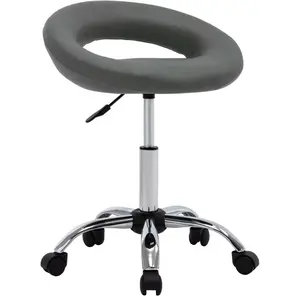 vidaXL Chaise de travail roulante Gris Similicuir pas cher