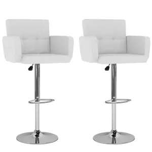 vidaXL Tabourets de bar lot de 2 blanc similicuir pas cher
