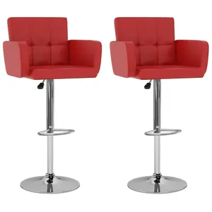 vidaXL Tabourets De Bar 2 Pcs Rouge Similicuir - Vidaxl pas cher