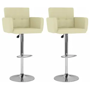 vidaXL Tabourets de bar lot de 2 crème similicuir pas cher