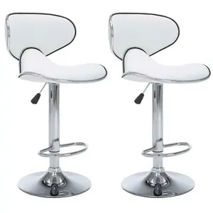vidaXL Tabourets de bar 2 pcs blanc similicuir pas cher