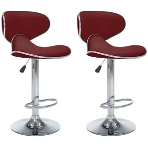 vidaXL Tabourets de bar lot de 2 rouge bordeaux similicuir pas cher