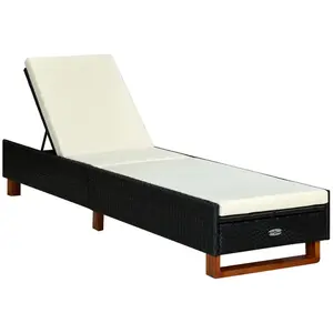 vidaXL Transat avec coussin Résine tressée Noir pas cher