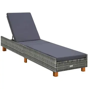 vidaXL Transat avec coussin Résine tressée Gris pas cher