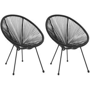 vidaXL Chaises de jardin en forme de lune 2 pcs Rotin Noir pas cher