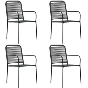 Comparateur de prix : vidaXL Chaises de jardin 4 pcs Corde en coton et acier Noir