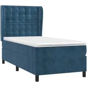 vidaXL Sommier à lattes de lit et matelas Bleu foncé 80x200 cm Velours pas cher