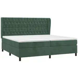 vidaXL Sommier à lattes de lit et matelas Vert foncé 200x200cm Velours pas cher