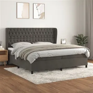 vidaXL Sommier à lattes de lit et matelas Gris foncé 200x200cm Velours pas cher