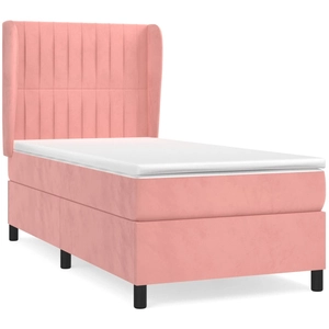 vidaXL Sommier à lattes de lit avec matelas Rose 200x200 cm Velours pas cher