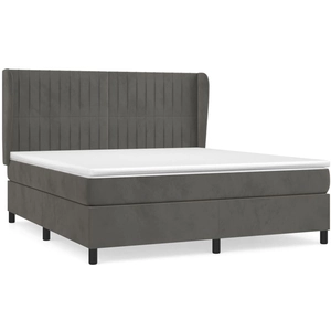 vidaXL Sommier à lattes de lit et matelas Gris foncé 180x200cm Velours pas cher
