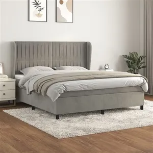 vidaXL Sommier à lattes de lit et matelas Gris clair 180x200cm Velours pas cher