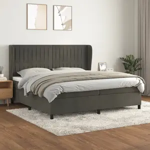 vidaXL Sommier à lattes de lit et matelas Gris foncé 200x200cm Velours pas cher