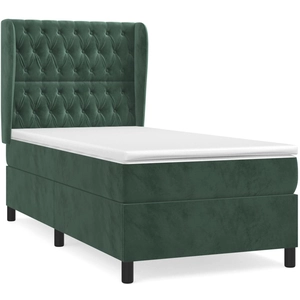 vidaXL Sommier à lattes de lit avec matelas Vert foncé 90x190 cm pas cher