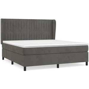vidaXL Sommier à lattes de lit et matelas Gris foncé 160x200cm Velours pas cher